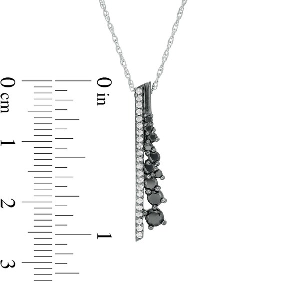 1/2 CT. T.W. Enhanced Black and White Diamond Vertical Bar Scatter Pendant in Sterling Silver and Black Rhodium 1/2 CT. T.W. Enhanced Black and White Diamond Vertical Bar Scatter Pendant in Sterling Silver and Black Rhodium