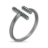 Thumbnail Image 3 of 1/10 CT. T.W. Enhanced Black and White Diamond Double Bar Open Ring in Sterling Silver with Black Rhodium