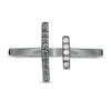 Thumbnail Image 4 of 1/10 CT. T.W. Enhanced Black and White Diamond Double Bar Open Ring in Sterling Silver with Black Rhodium