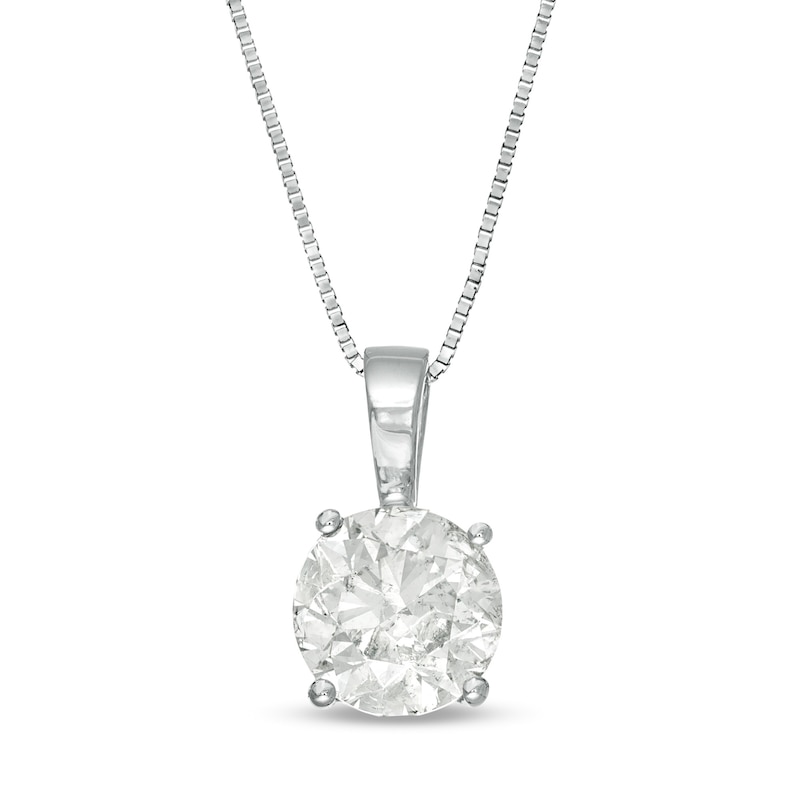 14K White Gold Diamond Solitaire Necklace