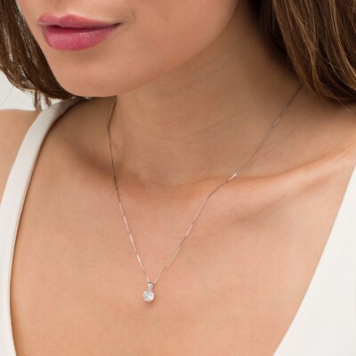 1 Carat Round Diamond Solitaire Necklace in 14K Yellow Gold