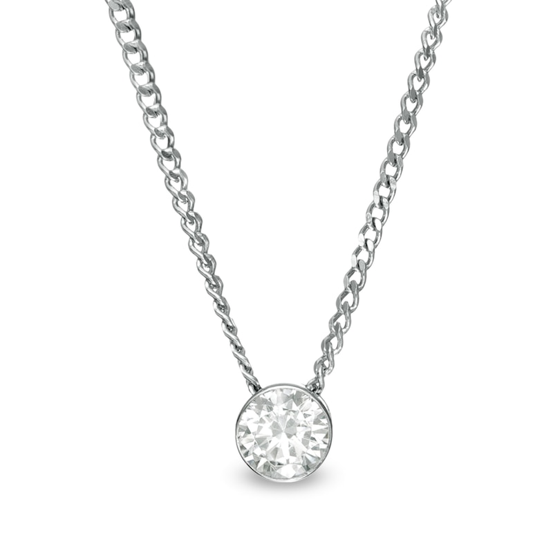 Main Image 1 of 1/10 CT. Diamond Solitaire Pendant in 14K White Gold
