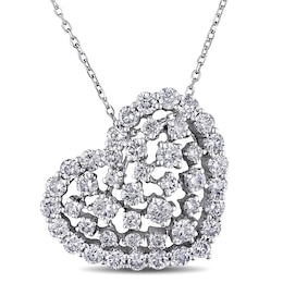 2 CT. T.W. Diamond Scattered Tilted Heart Pendant in 14K White Gold (H/SI2)
