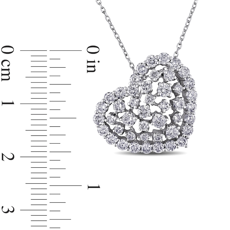 Main Image 3 of 2 CT. T.W. Diamond Scattered Tilted Heart Pendant in 14K White Gold (H/SI2)