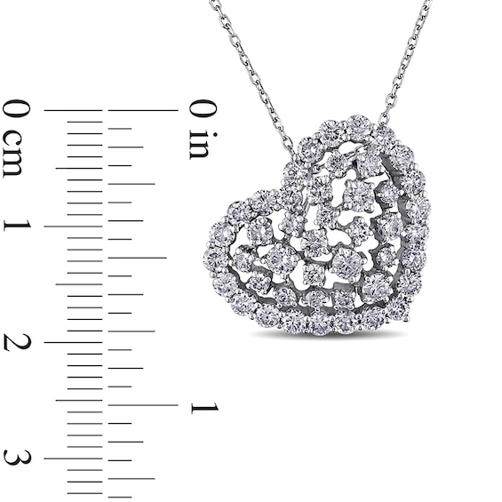 2 CT. T.w. Diamond Scattered Tilted Heart Pendant in 14K White Gold (H/Si2)