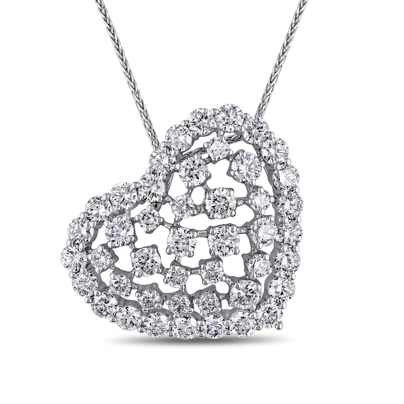 3 CT. T.W. Diamond Scattered Tilted Heart Pendant in 14K White Gold (H/SI2)