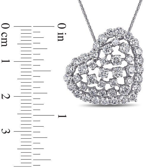 3 CT. T.W. Diamond Scattered Tilted Heart Pendant in 14K White Gold (H/SI2) 3 CT. T.W. Diamond Scattered Tilted Heart Pendant in 14K White Gold (H/SI2)