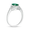Thumbnail Image 3 of Emerald-Cut Emerald and 1/6 CT. T.W. Diamond Frame Collar Ring in 14K White Gold