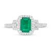 Thumbnail Image 4 of Emerald-Cut Emerald and 1/6 CT. T.W. Diamond Frame Collar Ring in 14K White Gold