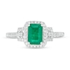 Thumbnail Image 3 of Emerald-Cut Emerald and 1/6 CT. T.W. Diamond Frame Collar Ring in 14K White Gold