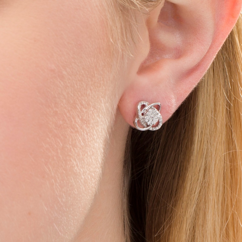 Main Image 2 of Diamond Accent Orbit Love Knot Stud Earrings in Sterling Silver