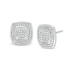Thumbnail Image 1 of Diamond Accent Beaded Cushion Frame Stud Earrings in Sterling Silver