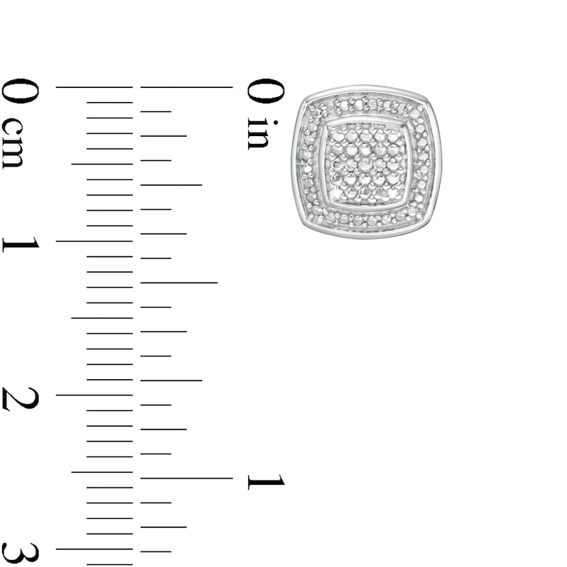 Main Image 3 of Diamond Accent Beaded Cushion Frame Stud Earrings in Sterling Silver