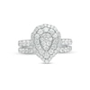 Thumbnail Image 4 of 1-1/2 CT. T.W. Composite Pear Diamond Scallop Frame Bridal Set in 10K White Gold