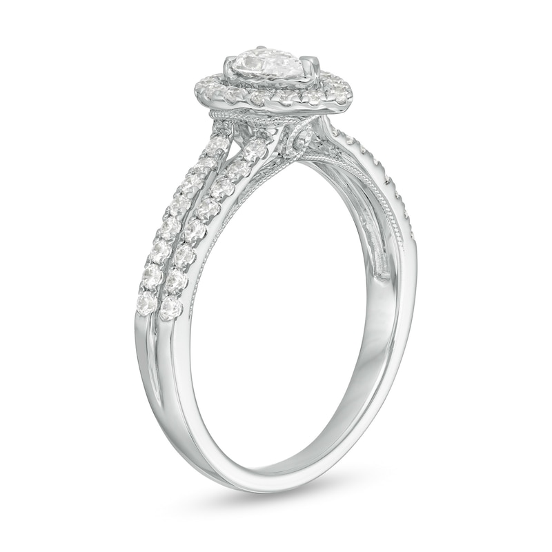 Main Image 3 of 3/4 CT. T.W. Pear-Shaped Diamond Frame Vintage-Style Engagement Ring in 10K White Gold