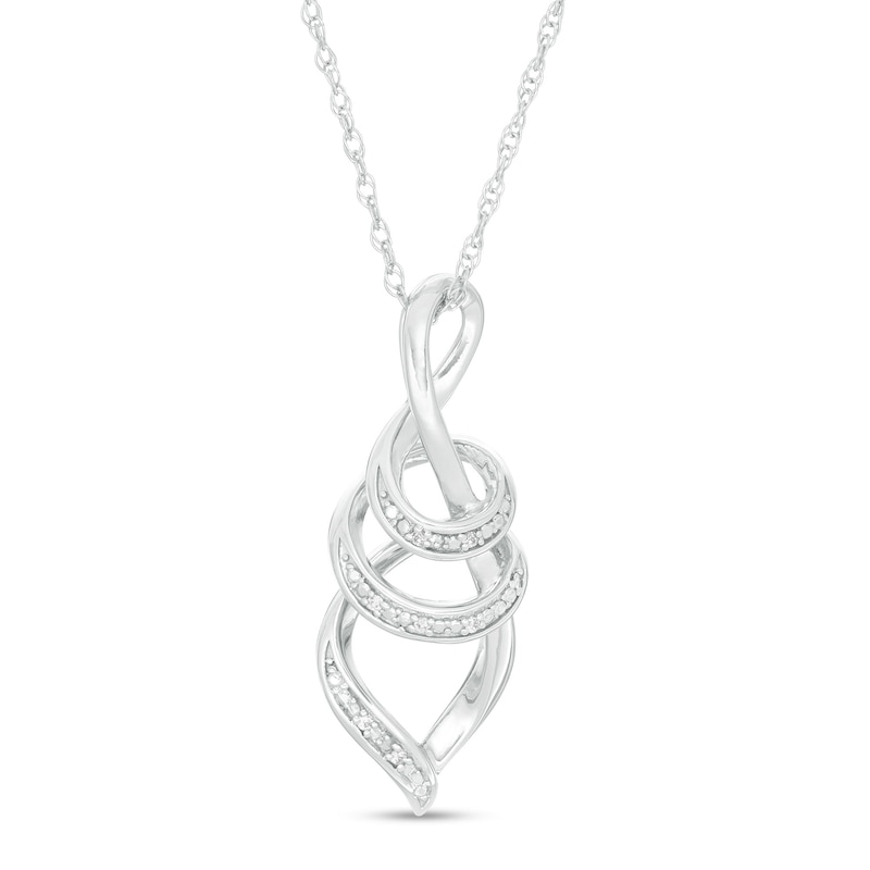 Main Image 1 of Diamond Accent Swirl Ribbon Pendant in Sterling Silver