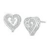 Thumbnail Image 1 of Diamond Accent Beaded Heart Stud Earrings in Sterling Silver