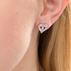 Thumbnail Image 2 of Diamond Accent Beaded Ribbon Heart Stud Earrings in Sterling Silver