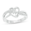 Thumbnail Image 1 of Diamond Accent Ribbon Heart Crossover Ring in Sterling Silver