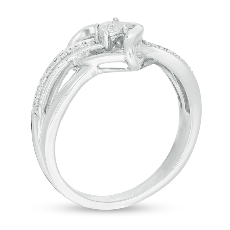 Main Image 3 of Diamond Accent Ribbon Heart Crossover Ring in Sterling Silver