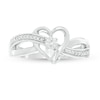 Thumbnail Image 4 of Diamond Accent Ribbon Heart Crossover Ring in Sterling Silver