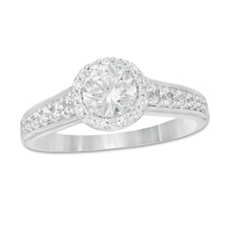 1 CT. T.W. Diamond Frame Engagement Ring in 14K White Gold
