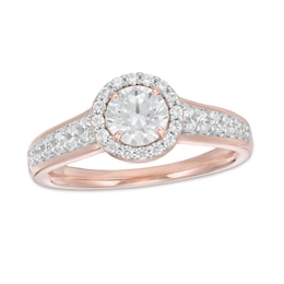 1 CT. T.W. Diamond Frame Engagement Ring in 14K Rose Gold