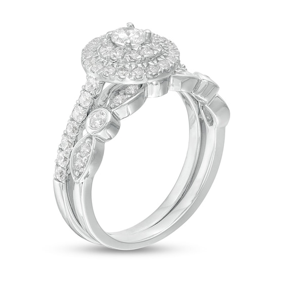 1 CT. T.w. Diamond Double Frame Art Deco Bridal Set in 10K White Gold