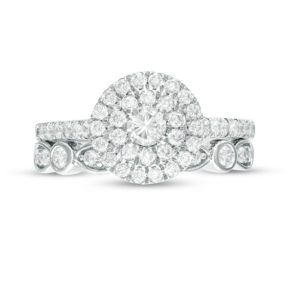 1 CT. T.w. Diamond Double Frame Art Deco Bridal Set in 10K White Gold