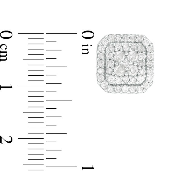 1-1/4 CT. T.w. Cushion-Shaped Multi-Diamond Frame Stud Earrings in 10K White Gold