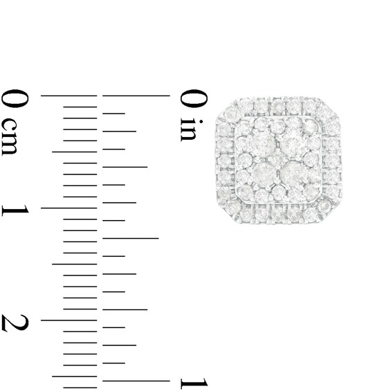 1-1/4 CT. T.w. Multi-Diamond Cushion Frame Stud Earrings in 10K Gold