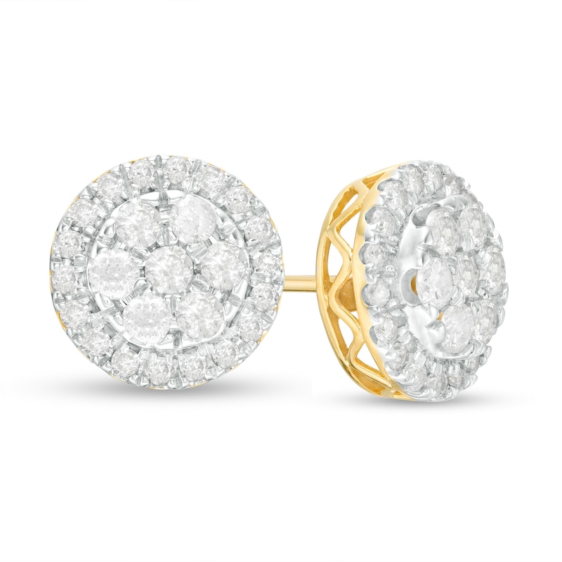 Main Image 1 of 1 CT. T.W. Multi-Diamond Frame Stud Earrings in 10K Gold