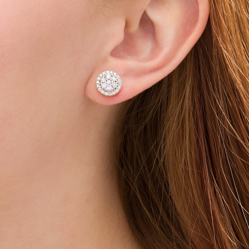 Main Image 2 of 1 CT. T.W. Multi-Diamond Frame Stud Earrings in 10K Gold
