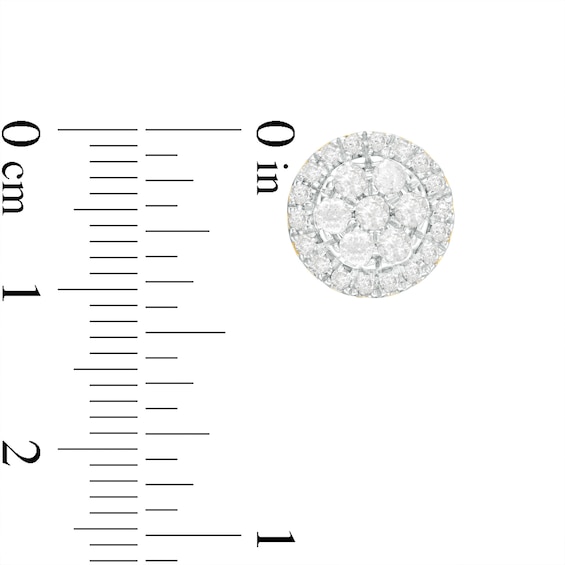 1 CT. T.w. Multi-Diamond Frame Stud Earrings in 10K Gold