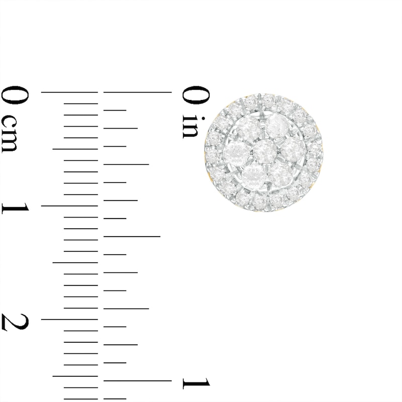 Main Image 3 of 1 CT. T.W. Multi-Diamond Frame Stud Earrings in 10K Gold