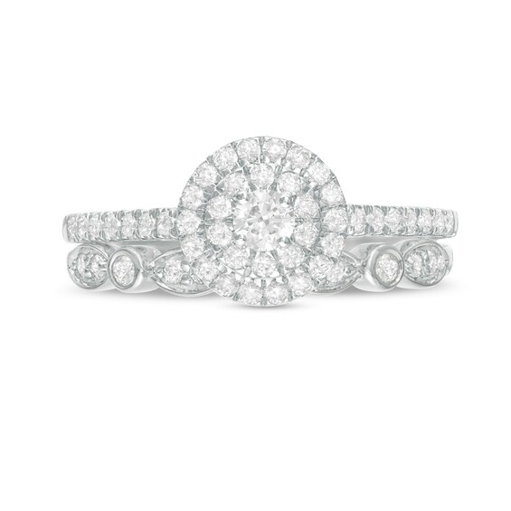 1/2 CT. T.w. Diamond Double Frame Art Deco Bridal Set in 10K White Gold