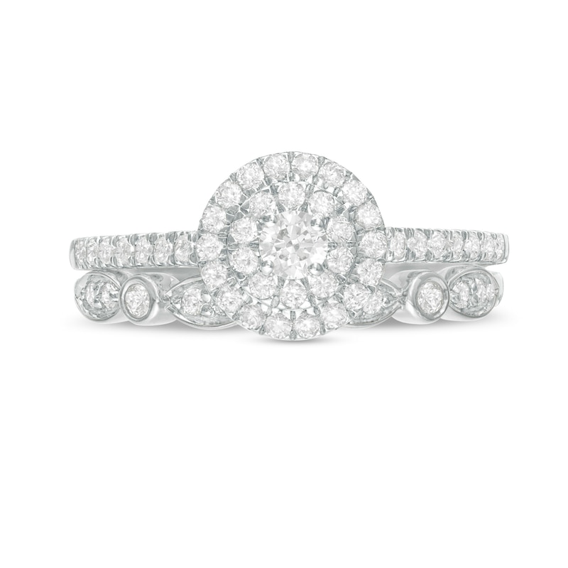 Main Image 4 of 1/2 CT. T.W. Diamond Double Frame Art Deco Bridal Set in 10K White Gold