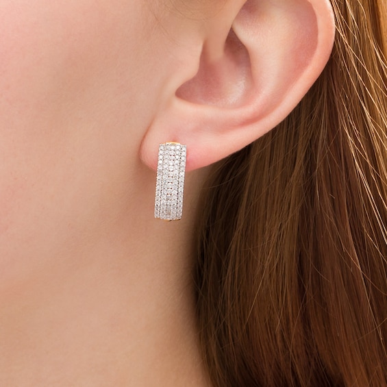 1-1/5 CT. T.w. Diamond Multi-Row Hoop Earrings in 10K Gold