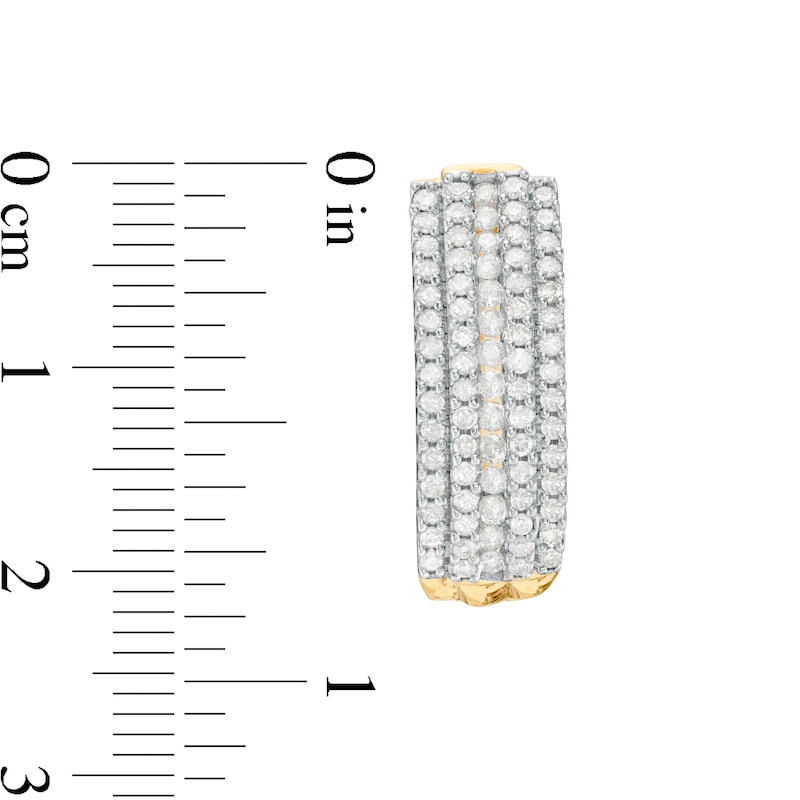 Main Image 3 of 1-1/5 CT. T.W. Diamond Multi-Row Hoop Earrings in 10K Gold