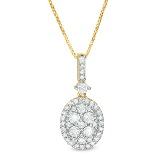 3/4 CT. T.w. Oval Composite Diamond Frame Pendant in 10K Gold