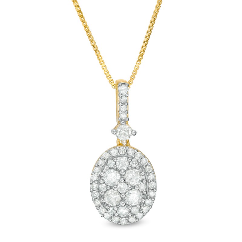 Main Image 1 of 3/4 CT. T.W. Oval Composite Diamond Frame Pendant in 10K Gold