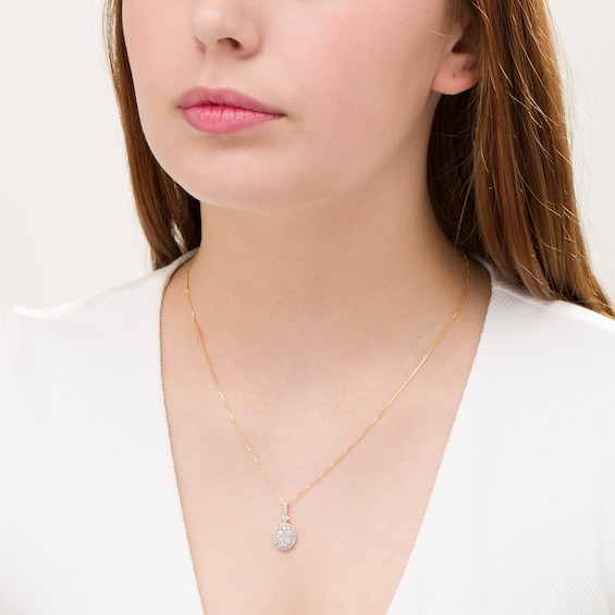 3/4 CT. T.w. Oval Composite Diamond Frame Pendant in 10K Gold