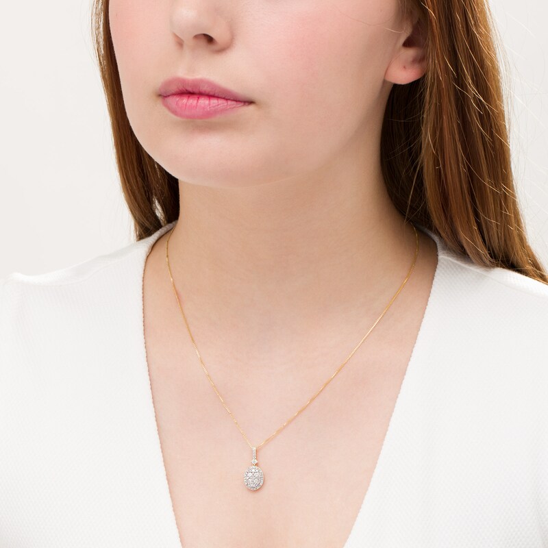 Main Image 2 of 3/4 CT. T.W. Oval Composite Diamond Frame Pendant in 10K Gold
