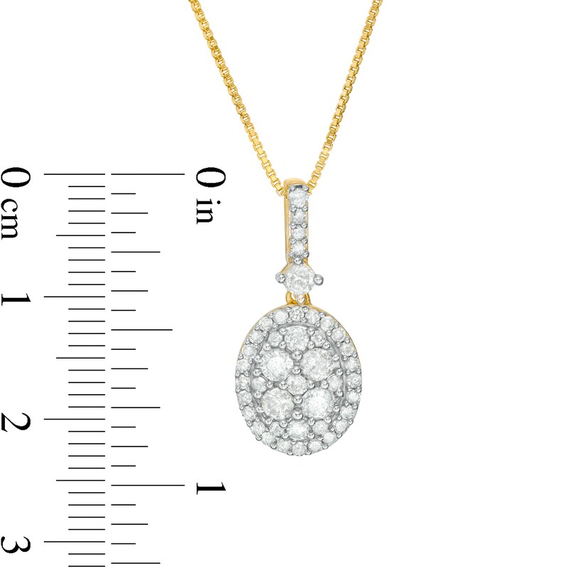 Main Image 3 of 3/4 CT. T.W. Oval Composite Diamond Frame Pendant in 10K Gold