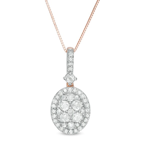 3/4 CT. T.W. Oval Composite Diamond Frame Pendant in 10K Rose Gold 3/4 CT. T.W. Oval Composite Diamond Frame Pendant in 10K Rose Gold