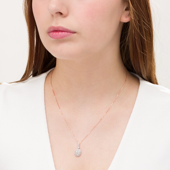 3/4 CT. T.W. Oval Composite Diamond Frame Pendant in 10K Rose Gold 3/4 CT. T.W. Oval Composite Diamond Frame Pendant in 10K Rose Gold