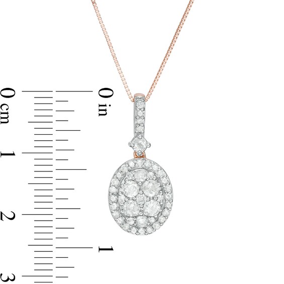 3/4 CT. T.W. Oval Composite Diamond Frame Pendant in 10K Rose Gold 3/4 CT. T.W. Oval Composite Diamond Frame Pendant in 10K Rose Gold