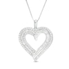 Thumbnail Image 0 of 1 CT. T.W. Baguette and Round Diamond Double Row Heart Pendant in 10K White Gold