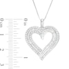 Thumbnail Image 2 of 1 CT. T.W. Baguette and Round Diamond Double Row Heart Pendant in 10K White Gold