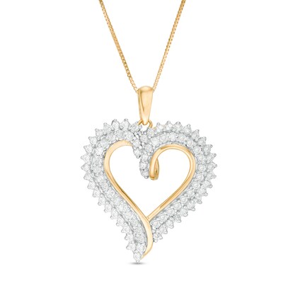 10k Yellow Gold Diamond Heart Outline Pendant 1/10 ct 10k Yellow Gold Diamond Heart Outline Pendant 1/10 ct